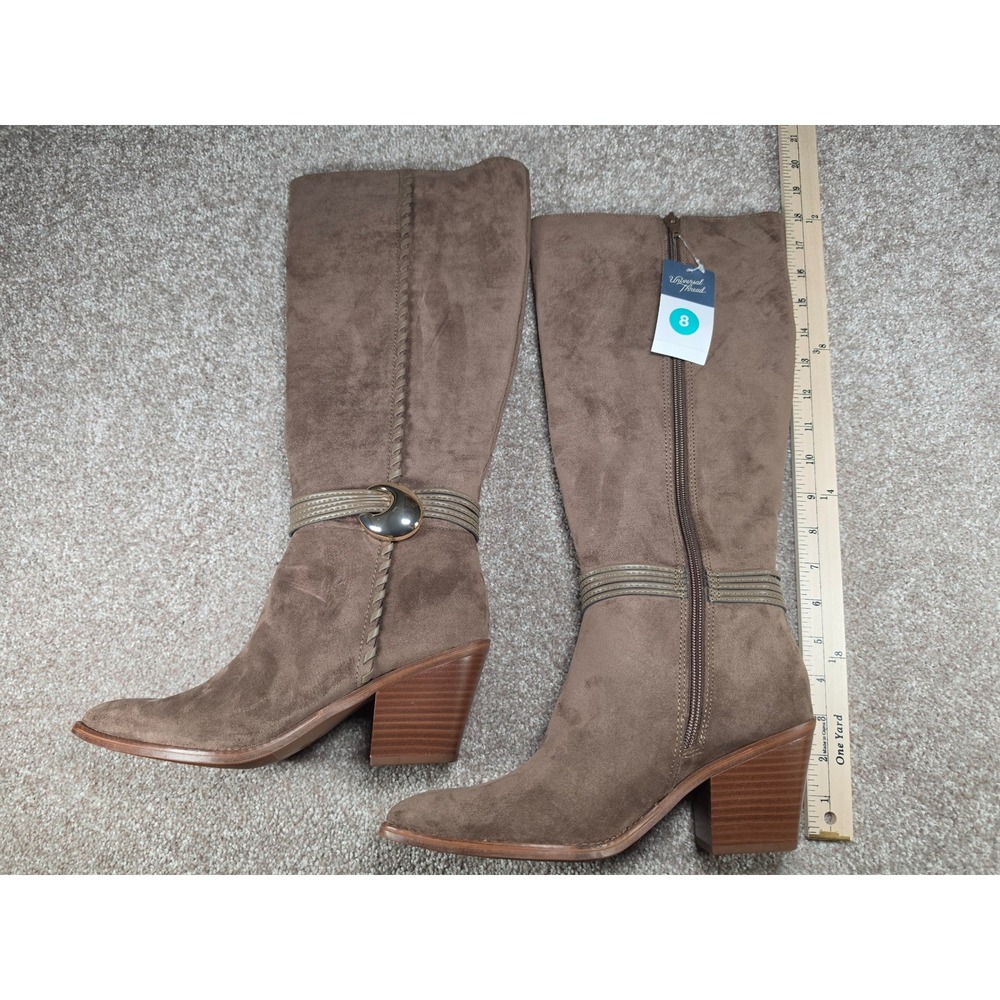 Universal Thread Womens Gray Rio Tall Faux Suede Block Heel Boots Size 8 NEW